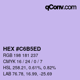 颜色代码: HEX #C6B5ED | qconv.com