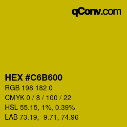 カラーコード: HEX #C6B600 | qconv.com