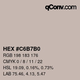 Color code: HEX #C6B7B0 | qconv.com