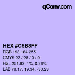 Color code: HEX #C6B8FF | qconv.com