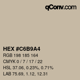Código de color: HEX #C6B9A4 | qconv.com