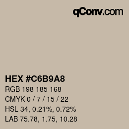 Color code: HEX #C6B9A8 | qconv.com