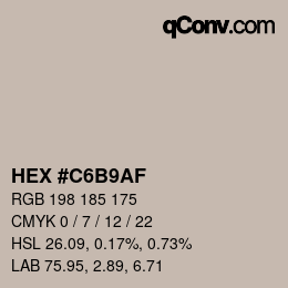 Color code: HEX #C6B9AF | qconv.com