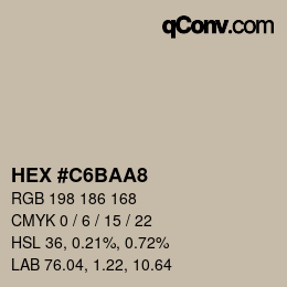 Color code: HEX #C6BAA8 | qconv.com