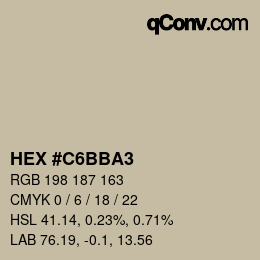 颜色代码: HEX #C6BBA3 | qconv.com