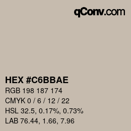 Color code: HEX #C6BBAE | qconv.com