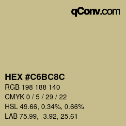 Color code: HEX #C6BC8C | qconv.com