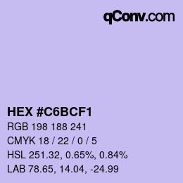 Color code: HEX #C6BCF1 | qconv.com