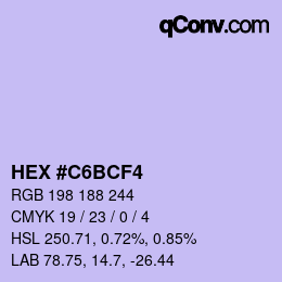 Color code: HEX #C6BCF4 | qconv.com