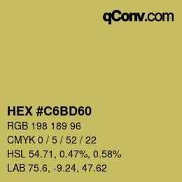 カラーコード: HEX #C6BD60 | qconv.com