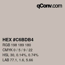 Color code: HEX #C6BDB4 | qconv.com