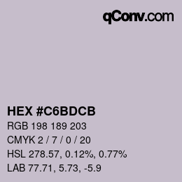 Color code: HEX #C6BDCB | qconv.com