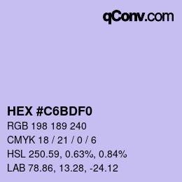 Color code: HEX #C6BDF0 | qconv.com