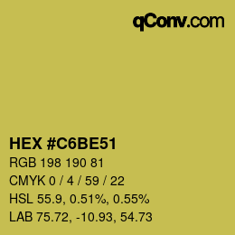 カラーコード: HEX #C6BE51 | qconv.com