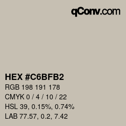 Color code: HEX #C6BFB2 | qconv.com