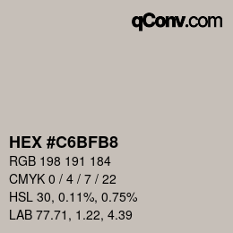 カラーコード: HEX #C6BFB8 | qconv.com