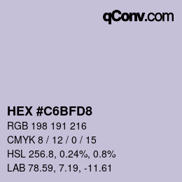 Color code: HEX #C6BFD8 | qconv.com