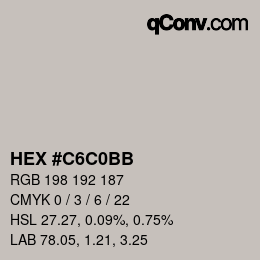 Código de color: HEX #C6C0BB | qconv.com