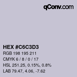 カラーコード: HEX #C6C3D3 | qconv.com