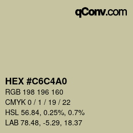 Color code: HEX #C6C4A0 | qconv.com