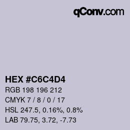 Código de color: HEX #C6C4D4 | qconv.com