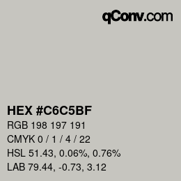 カラーコード: HEX #C6C5BF | qconv.com