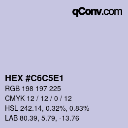 Color code: HEX #C6C5E1 | qconv.com