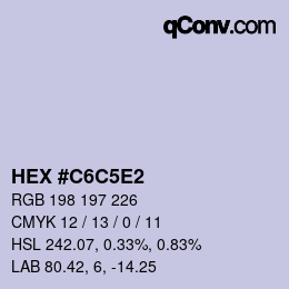 Code couleur: HEX #C6C5E2 | qconv.com