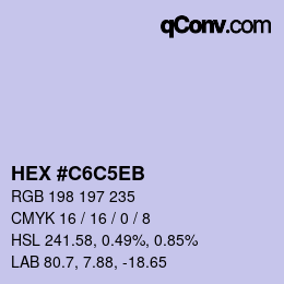 カラーコード: HEX #C6C5EB | qconv.com