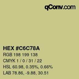 Color code: HEX #C6C78A | qconv.com