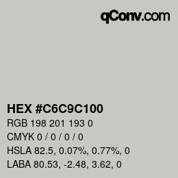 Code couleur: HEX #C6C9C100 | qconv.com