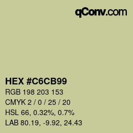 颜色代码: HEX #C6CB99 | qconv.com