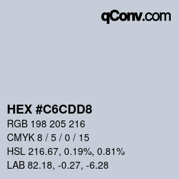 Farbcode: HEX #C6CDD8 | qconv.com