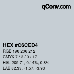 颜色代码: HEX #C6CED4 | qconv.com
