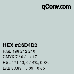 Color code: HEX #C6D4D2 | qconv.com