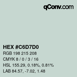 Código de color: HEX #C6D7D0 | qconv.com
