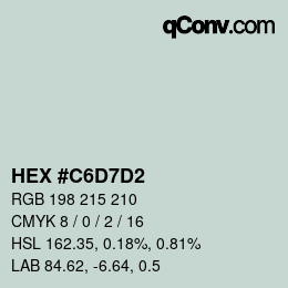 Código de color: HEX #C6D7D2 | qconv.com