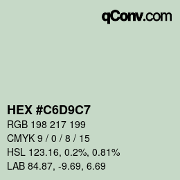 Color code: HEX #C6D9C7 | qconv.com