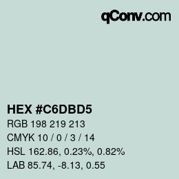 カラーコード: HEX #C6DBD5 | qconv.com