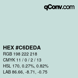 Farbcode: HEX #C6DEDA | qconv.com