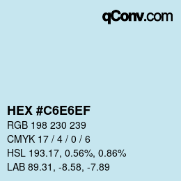 カラーコード: HEX #C6E6EF | qconv.com