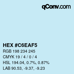 Farbcode: HEX #C6EAF5 | qconv.com