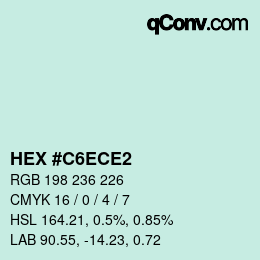颜色代码: HEX #C6ECE2 | qconv.com