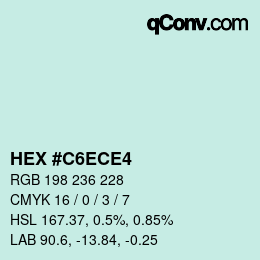 カラーコード: HEX #C6ECE4 | qconv.com