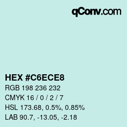 Color code: HEX #C6ECE8 | qconv.com