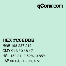 カラーコード: HEX #C6EDDB | qconv.com