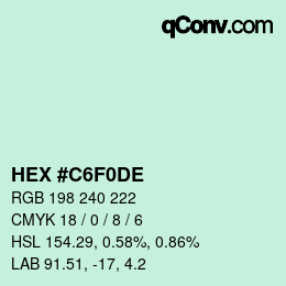 Color code: HEX #C6F0DE | qconv.com