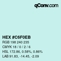 Color code: HEX #C6F0EB | qconv.com