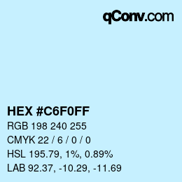 Color code: HEX #C6F0FF | qconv.com