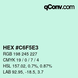 カラーコード: HEX #C6F5E3 | qconv.com